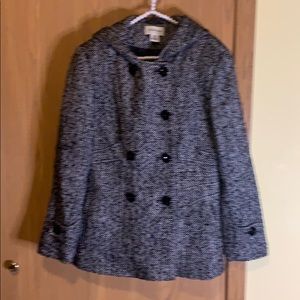 Tweed hoodie Pea Coat with spare buttons